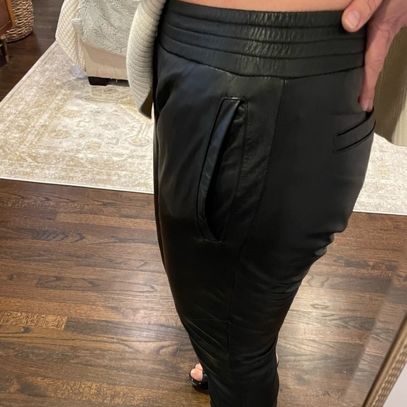 Black Genuine Leather Jogger Pant - Picture 6 of 16